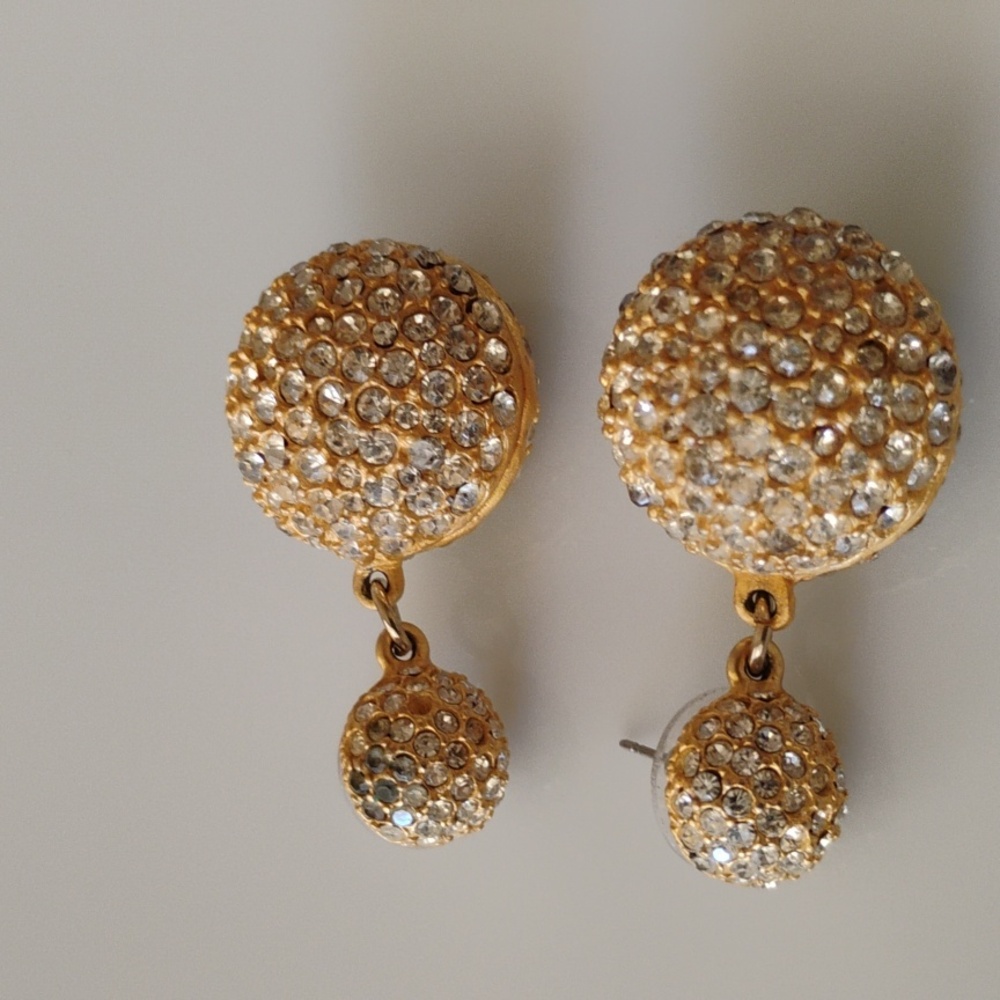 Chunky Buble Style Earrings with Rhinestones Pierced Earrings